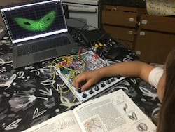 4. Lorenz Atttractor X and Z output of THAT observed on Digilent USB scope. 4. Lorenz Atttractor X and Z output of THAT observed on Digilent USB scope.