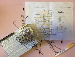 8. An overhead view of Andy's jumpered breadboard 8. An overhead view of Andy's jumpered breadboard
