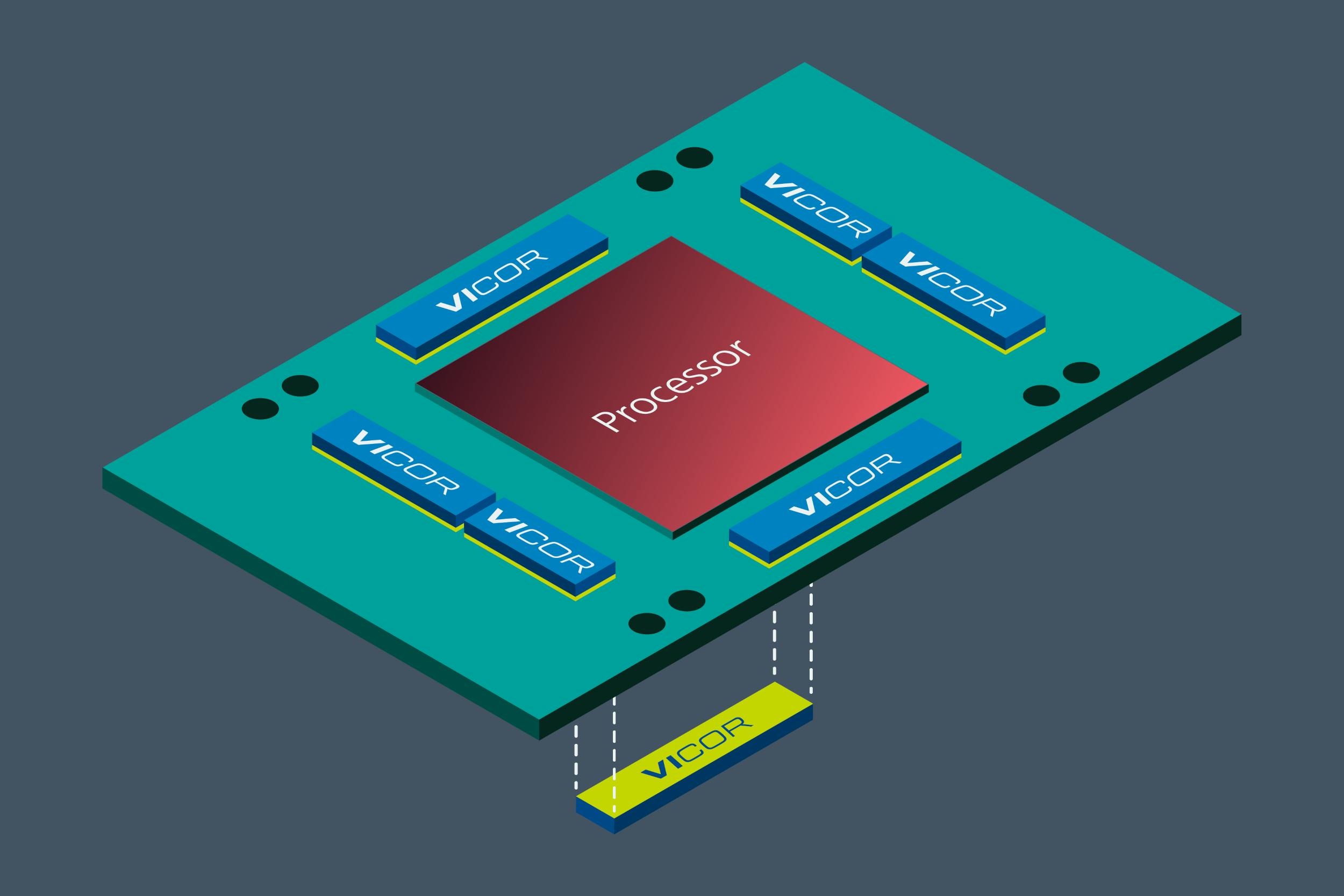 3. Laterally and vertically placed power components in the accelerator module helps minimize PDN losses.