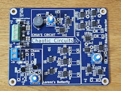 1. Top view: Chaotic Circuits PCB with four types of chaos circuits. 1. Top view: Chaotic Circuits PCB with four types of chaos circuits.