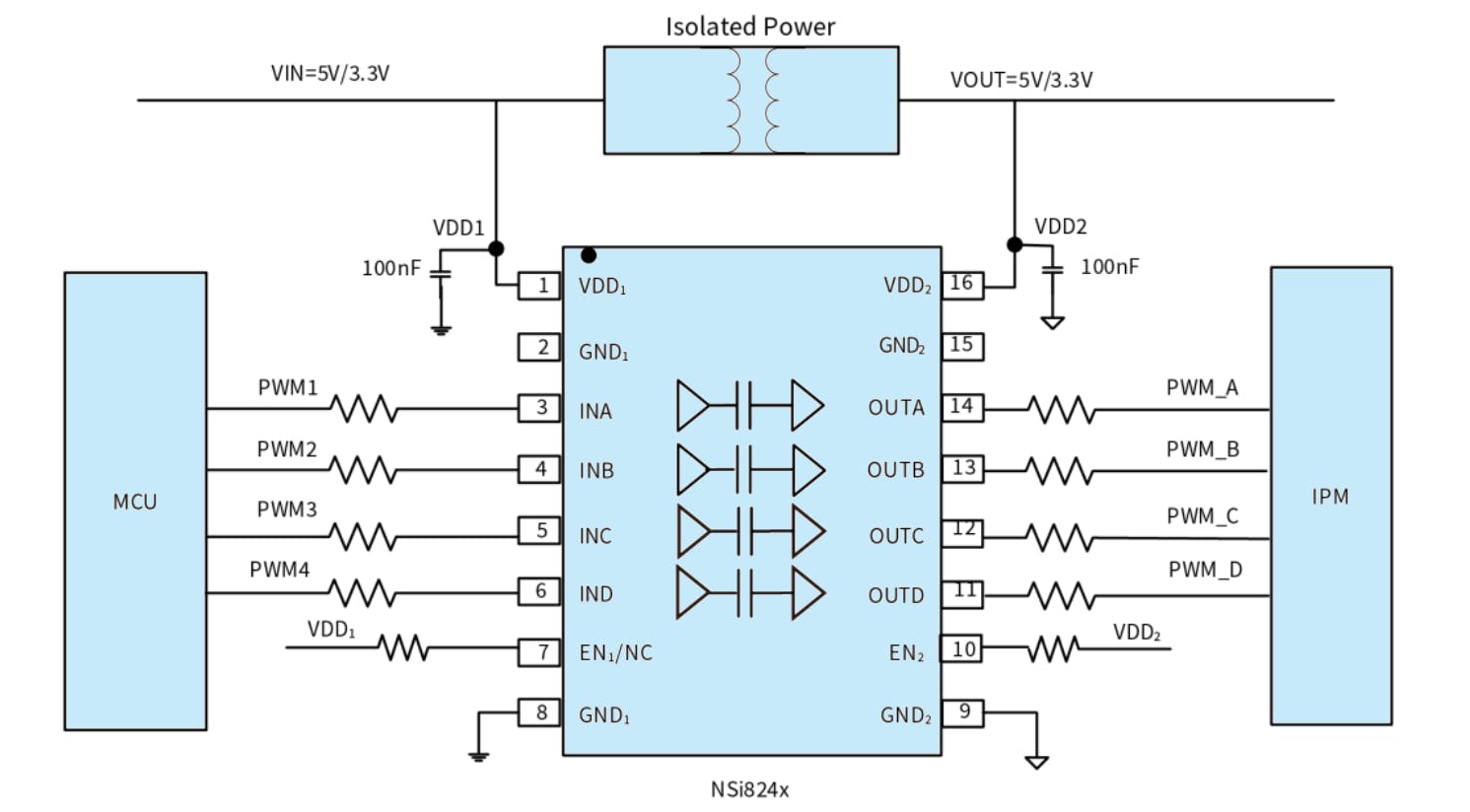 3. This is a typical PWM isolated circuit for an intelligent power module (IPM).