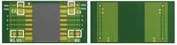 4. Shown is a front and rear view of recommended PCB layout. 4. Shown is a front and rear view of recommended PCB layout.