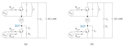 4. A schematic with an RC snubber on both switches for hard-switching (a) and ZVS soft-switching (b). 4. A schematic with an RC snubber on both switches for hard-switching (a) and ZVS soft-switching (b).