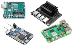 2. The Arduino Uno R3 (top left), NVIDIA Jetson Nano (top right), BeagleBone Blue (bottom left), and Raspberry Pi (bottom right) are major open-source hardware platforms with massive matching software and hardware ecosystems. 2. The Arduino Uno R3 (top left), NVIDIA Jetson Nano (top right), BeagleBone Blue (bottom left), and Raspberry Pi (bottom right) are major open-source hardware platforms with massive matching software and hardware ecosystems.