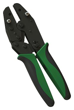 1. The Multicomp Pro crimp tool allows for easy swapping of die sets. 1. The Multicomp Pro crimp tool allows for easy swapping of die sets.