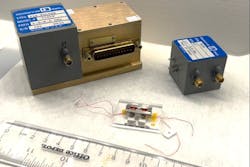 2. The new filter (middle) is much smaller than older YIG filters (rear). 2. The new filter (middle) is much smaller than older YIG filters (rear).