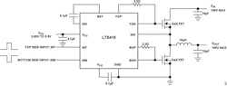Figure 2: Schematic of ADI's LT8418 GAN-based switching DC/DC converter. (Source: Analog Devices, Inc.) Figure 2: Schematic of ADI's LT8418 GAN-based switching DC/DC converter. (Source: Analog Devices, Inc.)
