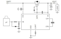 Shown is a typical application diagram for the 1EDL8011 gate driver. Shown is a typical application diagram for the 1EDL8011 gate driver.