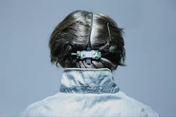 1. A sensor affixed to the end of the antenna turns colors into sound, which travels along Harbisson’s skull to his eardrums. 1. A sensor affixed to the end of the antenna turns colors into sound, which travels along Harbisson’s skull to his eardrums.