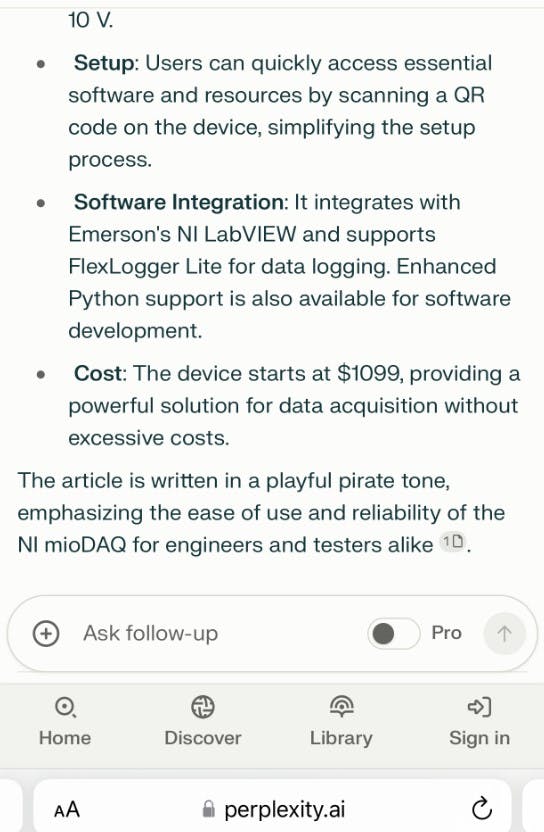 5. Perplexity&rsquo;s (my cutie pie) response to the pirate-speak translation prompt.