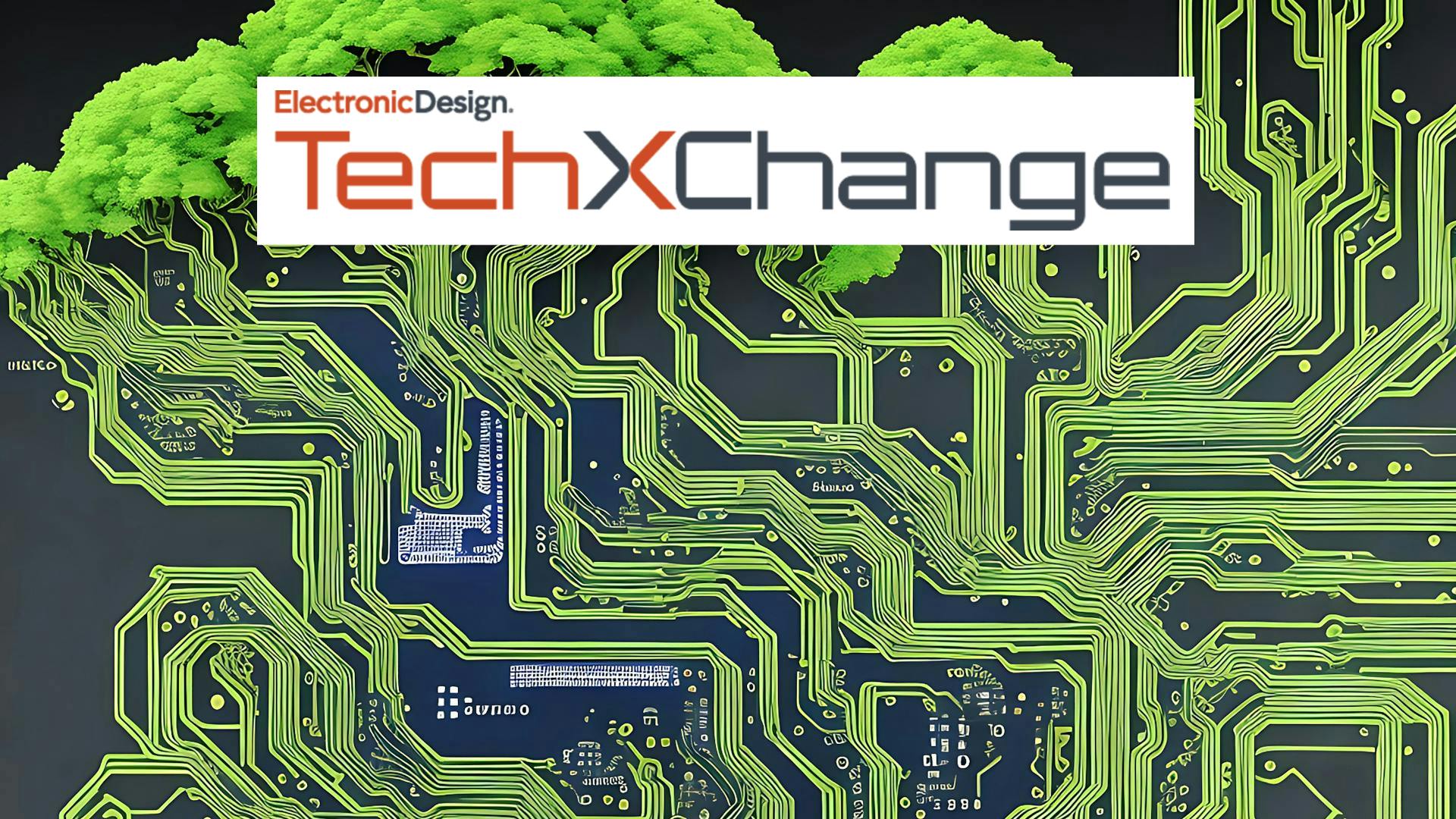 Green printed circuit board morphing into trees