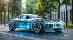 Translucent car showing electronics | AI generated Translucent car showing electronics | AI generated