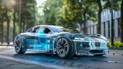 Translucent car showing electronics | AI generated Translucent car showing electronics | AI generated