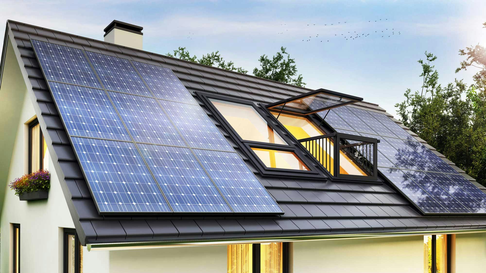 Solar panels on a smart home