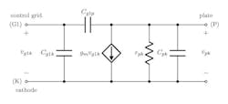1. The gm equivalent circuit for a VT provides a linear model useful under small-signal conditions. It takes into account frequency-dependent characteristics of the device. (Copyright © 2024 Stephen A. Dyer. All rights reserved.) 1. The gm equivalent circuit for a VT provides a linear model useful under small-signal conditions. It takes into account frequency-dependent characteristics of the device. (Copyright © 2024 Stephen A. Dyer. All rights reserved.)
