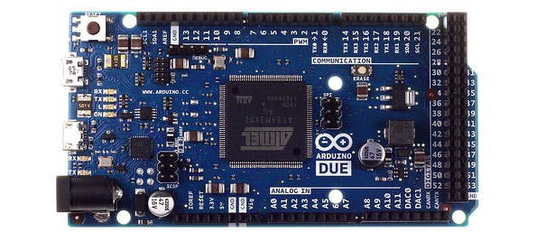 Figure 3. The Arduino DUE is based on Atmel&rsquo;s SAM3X8E with a Cortex-M3 processor.