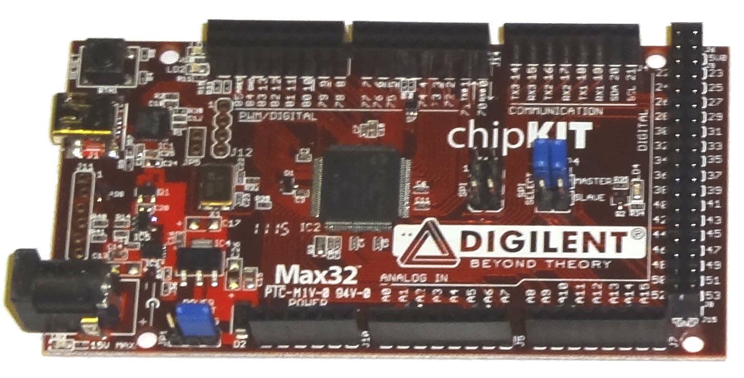 Figure 2. Digilent&rsquo;s chipKit uses Microchip&rsquo;s 32-bit MIPS platform in an Arduino form factor.