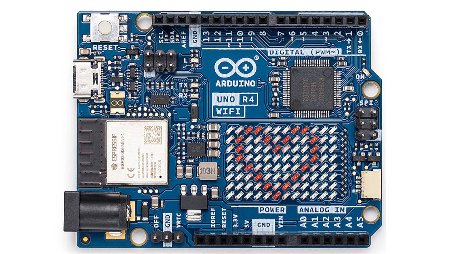 1. The Arduino Uno R4 WiFi board.