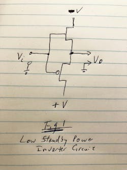 1. Fairchild’s low standby power CMOS inverter circuit. 1. Fairchild’s low standby power CMOS inverter circuit.