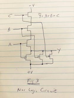3. Fairchild’s proposed NOR logic circuit is upside down but identical to textbook NOR gates in CMOS. 3. Fairchild’s proposed NOR logic circuit is upside down but identical to textbook NOR gates in CMOS.