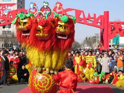 Chinese New Year celebrations typically include lion dancing Chinese New Year celebrations typically include lion dancing