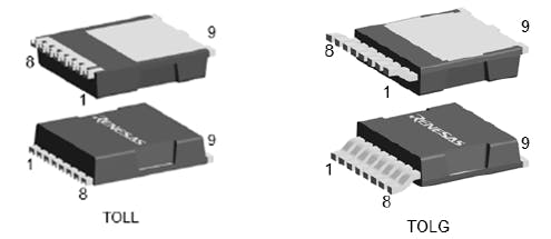 Renesas power MOSFETS comes in industry-standard TOLL and TOLG packages