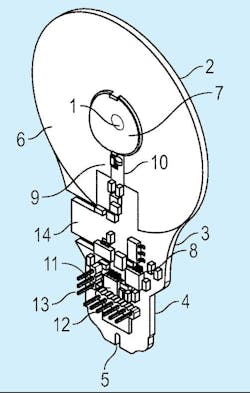 Patent for an extremely low-cost, machine-assembled, circuit-board-based flat light bulb Patent for an extremely low-cost, machine-assembled, circuit-board-based flat light bulb