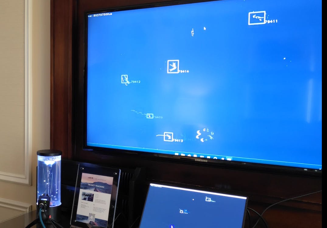 Tracking movement, an advantage of event-based cameras, captures items in a whirlpool in this image
