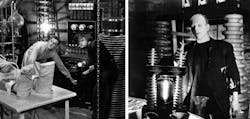 Spark-gap tubes in the 1931 movie Frankenstein Spark-gap tubes in the 1931 movie Frankenstein