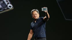 CEO Jensen Huang holding a GPU based on NVIDIA’s Pascal architecture. CEO Jensen Huang holding a GPU based on NVIDIA’s Pascal architecture.