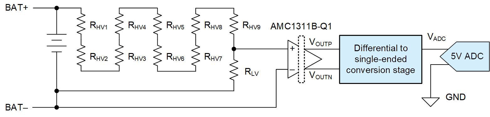 Battery voltage measurement using a discrete resistor ladder