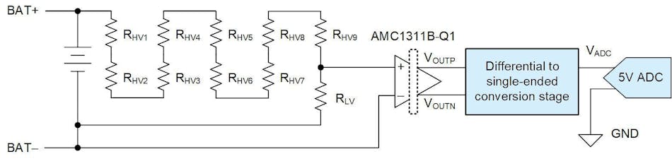 Battery voltage measurement using a discrete resistor ladder Battery voltage measurement using a discrete resistor ladder