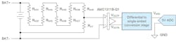 Battery voltage measurement using a discrete resistor ladder Battery voltage measurement using a discrete resistor ladder