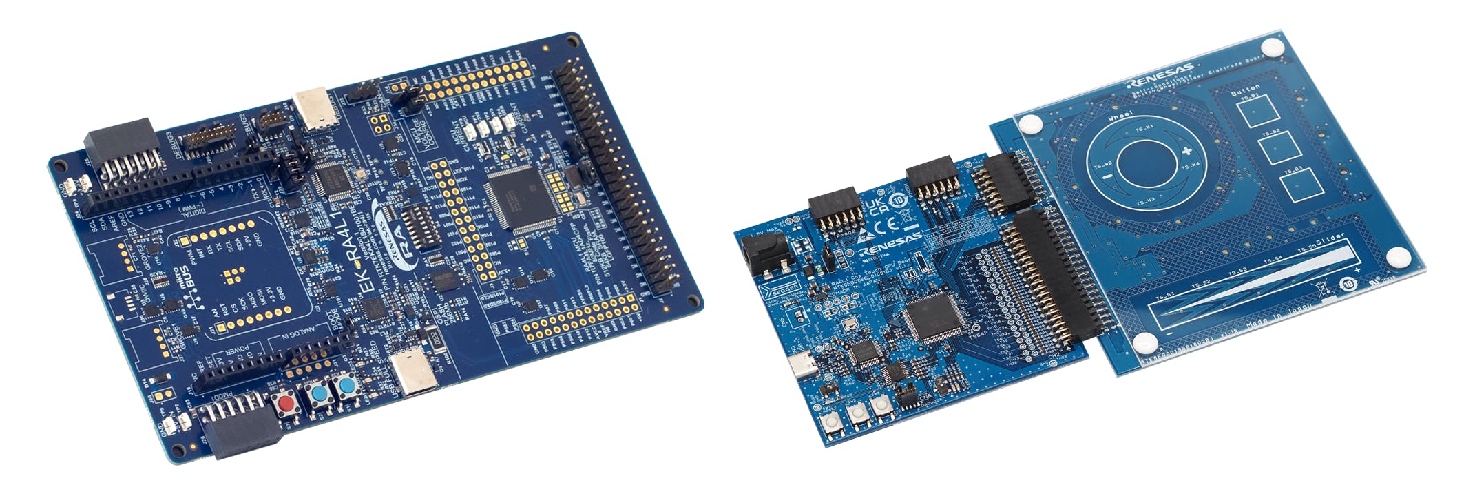 RA4L1 evaluation board (left) and starter kit (right)