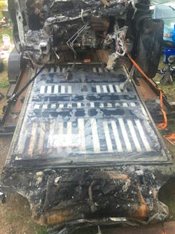 Front of “Burnie” showing severe frontal impact damage Front of “Burnie” showing severe frontal impact damage