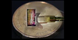 Microcomb chip generates a rainbow of light, enabling 40-Tb/s transmisison in standard optic fiber Microcomb chip generates a rainbow of light, enabling 40-Tb/s transmisison in standard optic fiber