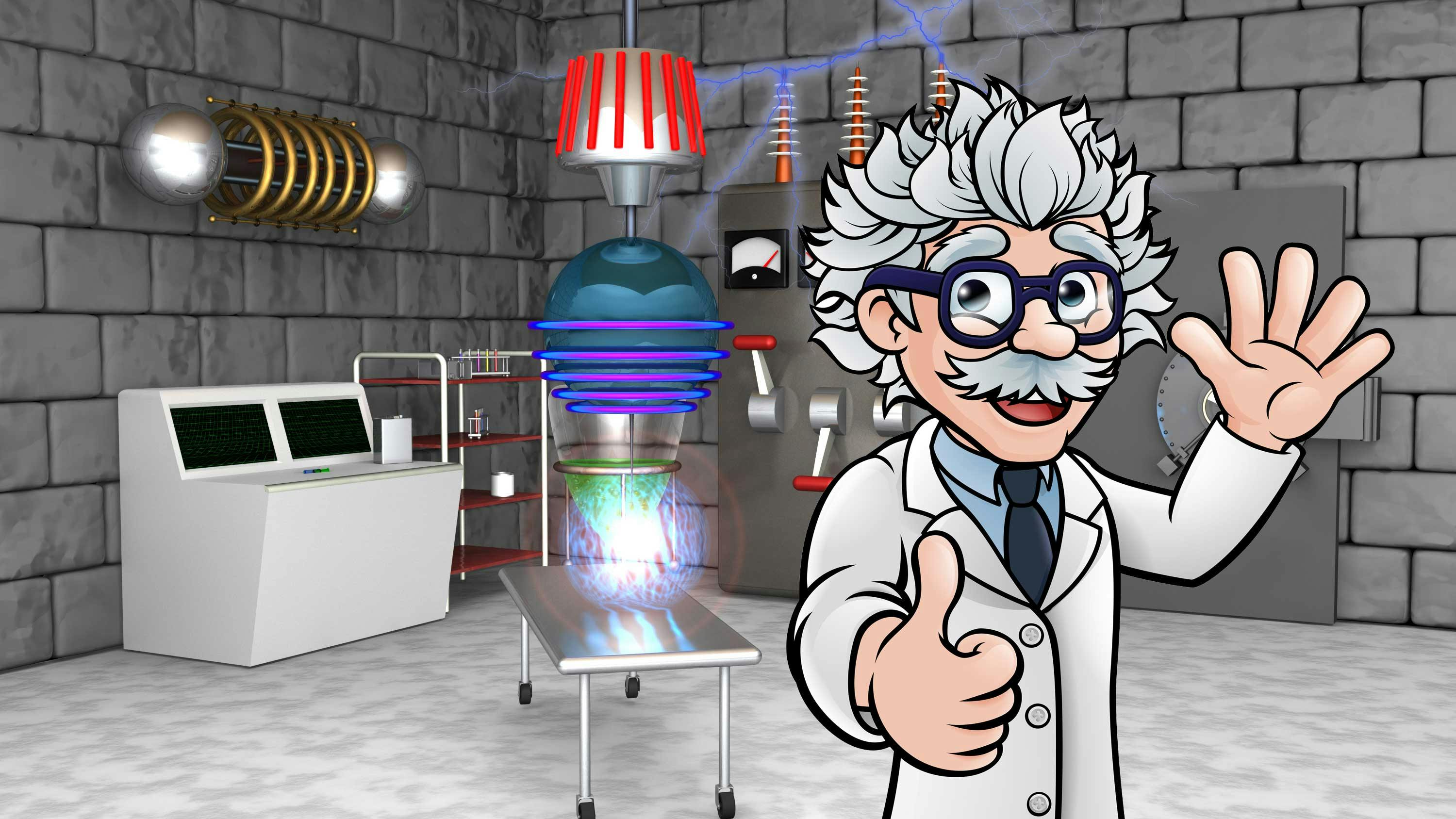 Cartoon with scientist