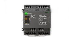 Product: Arduino Opta: microPLC with industrial IoT capabilities Type: PLC & IoT Controller Module: STM32H747XI Processor: Arm Cortex-M7 +M4 MCU CPU: Cortex-M7 core Up to 480 MHz Cortex-M4 core Up to 240 MHz Maximum current per relay: 10 A Maximum peak current per relay: 15 A Memory: 1-MB on-chip SRAM 384-kB ROM 16-kB SRAM (RTC) 2-MB internal flash 16-MB flash QSPI Wi-Fi: 802.11 b/g/n Bluetooth: Bluetooth 5.0 LE Ethernet: Gigabit Ethernet RS-485 Product: Arduino Opta: microPLC with industrial IoT capabilities Type: PLC & IoT Controller Module: STM32H747XI Processor: Arm Cortex-M7 +M4 MCU CPU: Cortex-M7 core Up to 480 MHz Cortex-M4 core Up to 240 MHz Maximum current per relay: 10 A Maximum peak current per relay: 15 A Memory: 1-MB on-chip SRAM 384-kB ROM 16-kB SRAM (RTC) 2-MB internal flash 16-MB flash QSPI Wi-Fi: 802.11 b/g/n Bluetooth: Bluetooth 5.0 LE Ethernet: Gigabit Ethernet RS-485