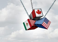 Hanging boxes with US, Canada and Mexico logos Hanging boxes with US, Canada and Mexico logos