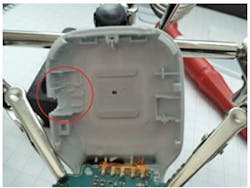 Figure 2. In this view, the headset front cover is removed. Note the PCB is at located at the bottom. Figure 2. In this view, the headset front cover is removed. Note the PCB is at located at the bottom.