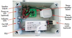 Figure 7. Shown is the system assembled in an enclosure. The part labeled “LED Driver” is the ac-dc power supply. Figure 7. Shown is the system assembled in an enclosure. The part labeled “LED Driver” is the ac-dc power supply.