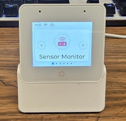 1. The Espressif ESP32-S3-Box-3B module can plug into a small stand (shown). It has a custom 32-bit microprocessor along with an AI accelerator that allows the system to do voice command recognition locally. 1. The Espressif ESP32-S3-Box-3B module can plug into a small stand (shown). It has a custom 32-bit microprocessor along with an AI accelerator that allows the system to do voice command recognition locally.