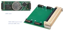 VITA 93 QMC single-width module (left) and carrier board (right) VITA 93 QMC single-width module (left) and carrier board (right)