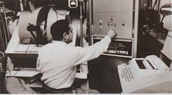 2. Nuclear magnetic resonance studies are being done with the aid of a PDP-8 / L minicomputer by Dr. Garg of the National Research Council, Ottawa, Can. The resonance chamber in which magnetic and rf fields act on the sample is the large cylindrical device which is shown on Dr. Garg's left. 2. Nuclear magnetic resonance studies are being done with the aid of a PDP-8 / L minicomputer by Dr. Garg of the National Research Council, Ottawa, Can. The resonance chamber in which magnetic and rf fields act on the sample is the large cylindrical device which is shown on Dr. Garg's left.