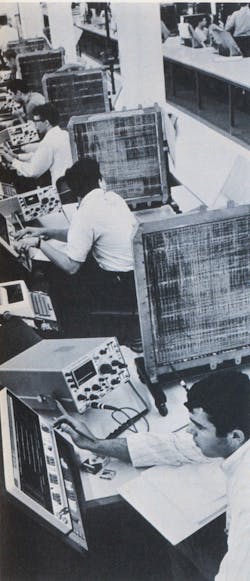 3. Minicomputers are used to test minicomputer subassemblies at the Digital Equipment Corp., Maynard, Mass. Besides performing all the tests, a hard copy of the results becomes part of the documentation of each part. The Digital plant now probably has the highest con centration of test minicomputers everywhere. 3. Minicomputers are used to test minicomputer subassemblies at the Digital Equipment Corp., Maynard, Mass. Besides performing all the tests, a hard copy of the results becomes part of the documentation of each part. The Digital plant now probably has the highest con centration of test minicomputers everywhere.