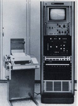 4. Spectrum analyses are carried out in real time and the results can be obtained on the graphic display or on hard copy from the Teletype. The minicomputer is the SPC-12 manufactured by General Automation, Anaheim, Calif., and installed by Spectral Dynamics Corp. 4. Spectrum analyses are carried out in real time and the results can be obtained on the graphic display or on hard copy from the Teletype. The minicomputer is the SPC-12 manufactured by General Automation, Anaheim, Calif., and installed by Spectral Dynamics Corp.