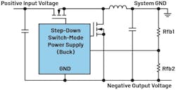 Switch-mode power-supply converter generates a negative voltage from a positive voltage Switch-mode power-supply converter generates a negative voltage from a positive voltage