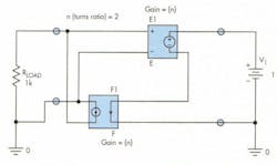 2. Although the older model works well in most circuits, Spice generates an error message indicating an inductor loop if the user tries to connect the voltage source to the secondary. 2. Although the older model works well in most circuits, Spice generates an error message indicating an inductor loop if the user tries to connect the voltage source to the secondary.