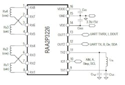 The RAA2P3226 sensor-interface IC supports dual-coil sensing with up to 19-bit resolution The RAA2P3226 sensor-interface IC supports dual-coil sensing with up to 19-bit resolution