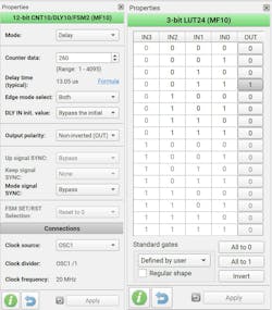 Configuration settings for the MF10 block from the GreenPAK design tool Configuration settings for the MF10 block from the GreenPAK design tool